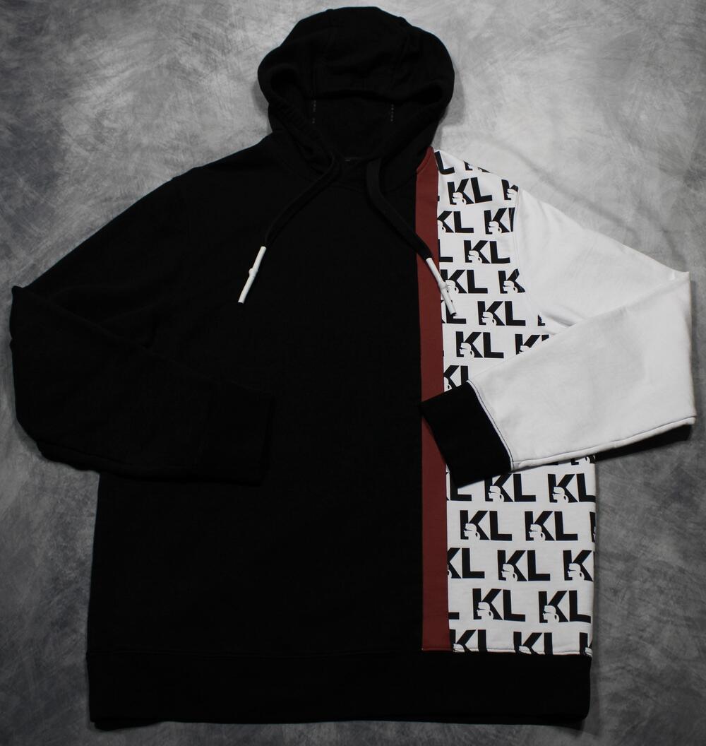 Karl Lagerfeld Hoodie Sweatshirt Mens Medium Multicolor Graphic Logo Pullover